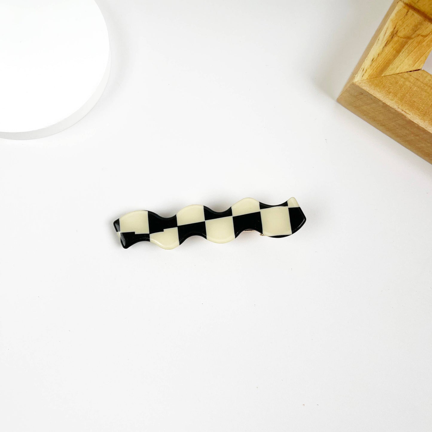 Vintage Black and White Checkerboard Grab Hair Claw Clip