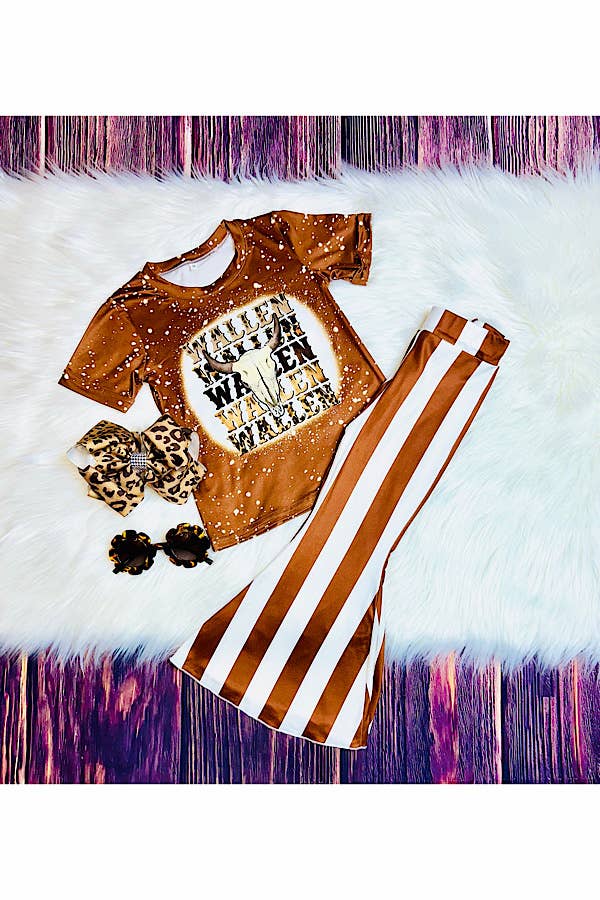 "WALLEN" brown stripped 2pc set