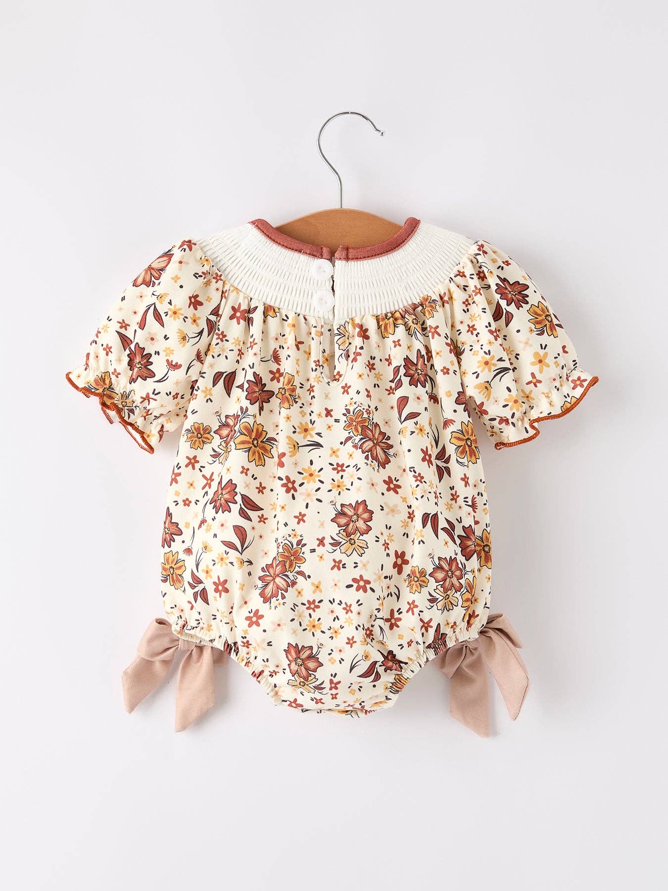 Colorful Floral Smocked Church Baby Girl Romper
