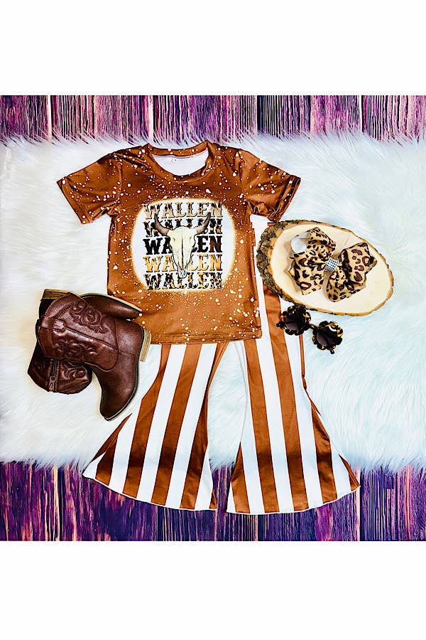 "WALLEN" brown stripped 2pc set
