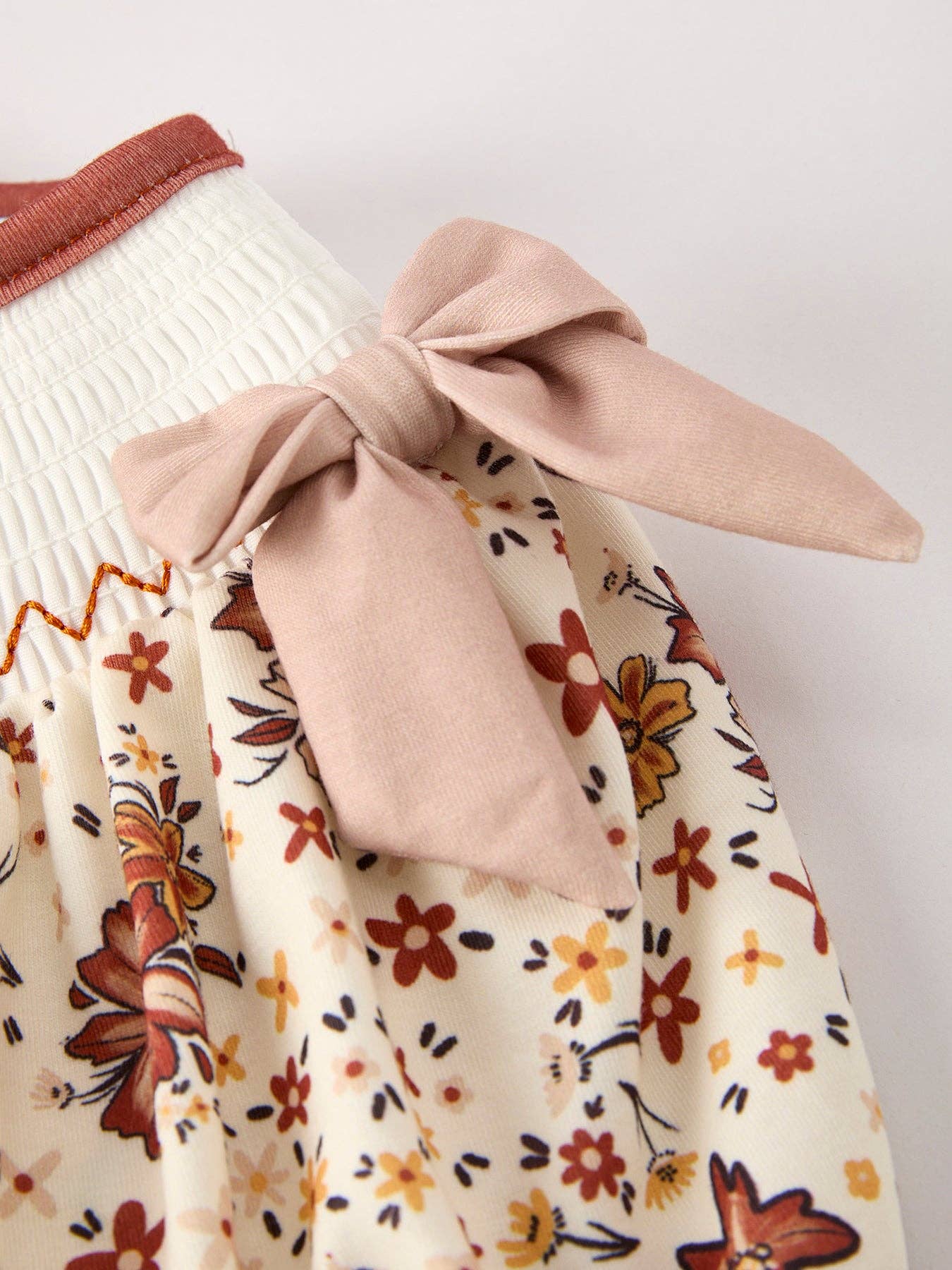 Colorful Floral Smocked Church Girl Dress