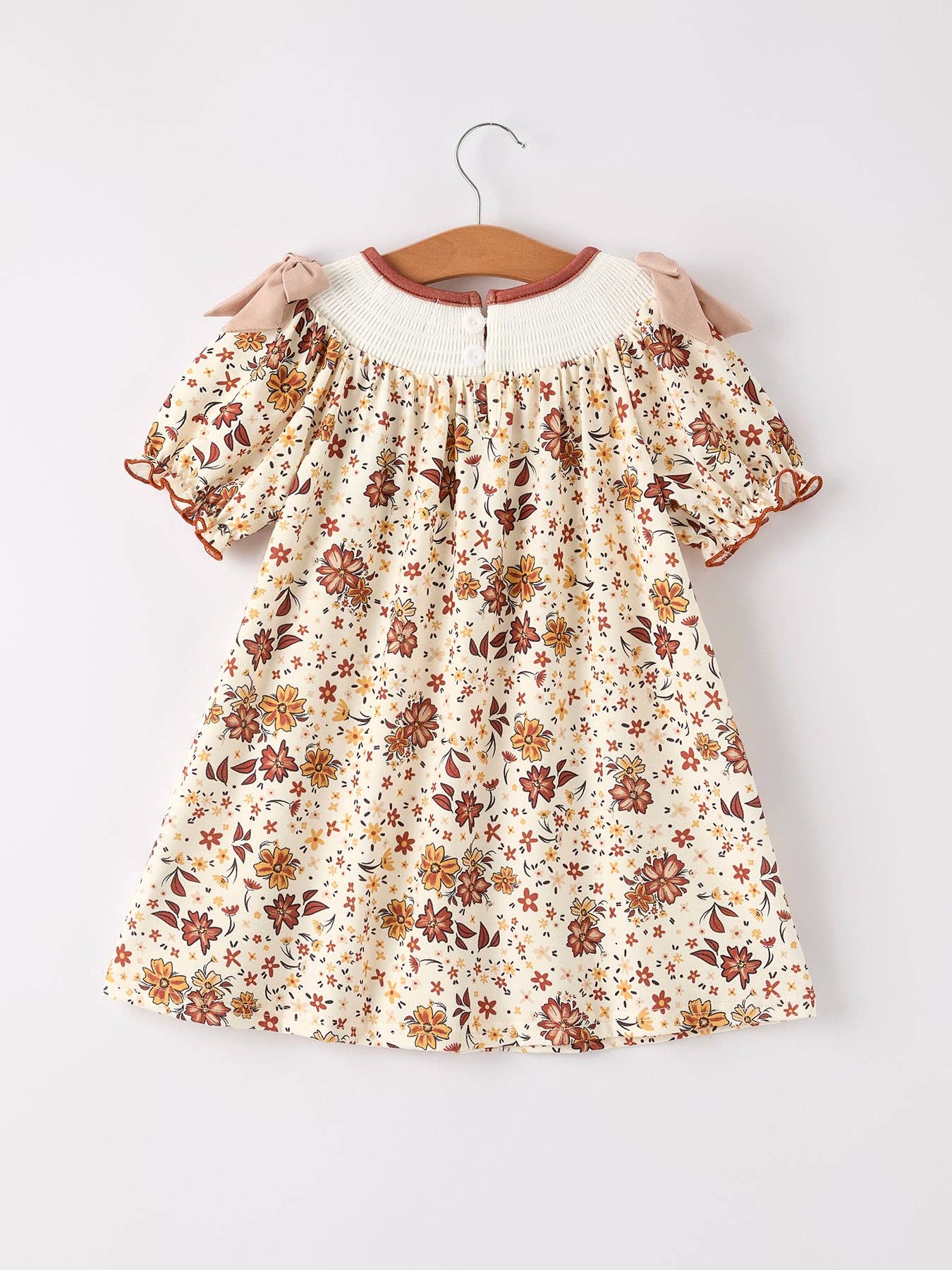 Colorful Floral Smocked Church Girl Dress
