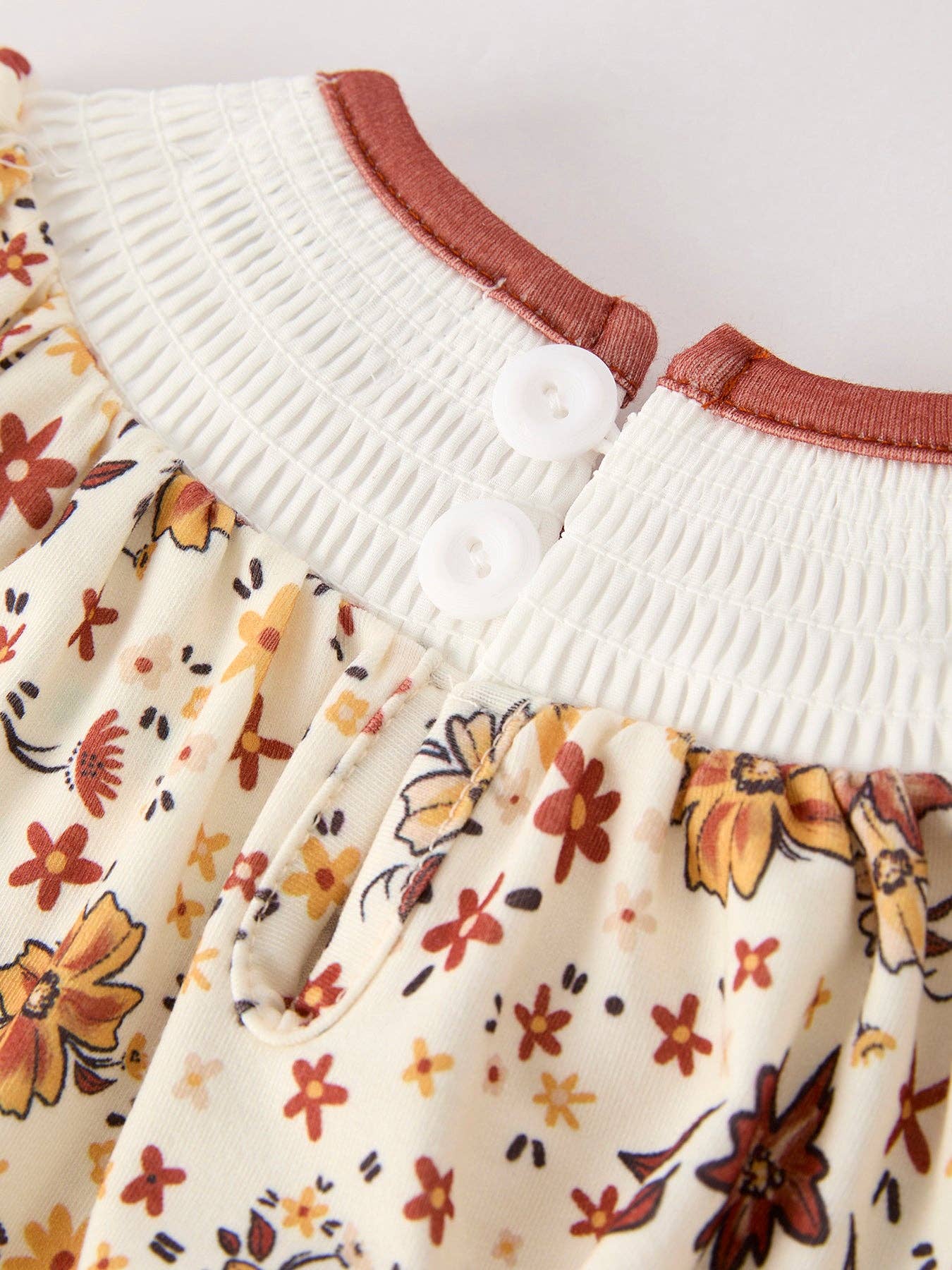 Colorful Floral Smocked Church Baby Girl Romper
