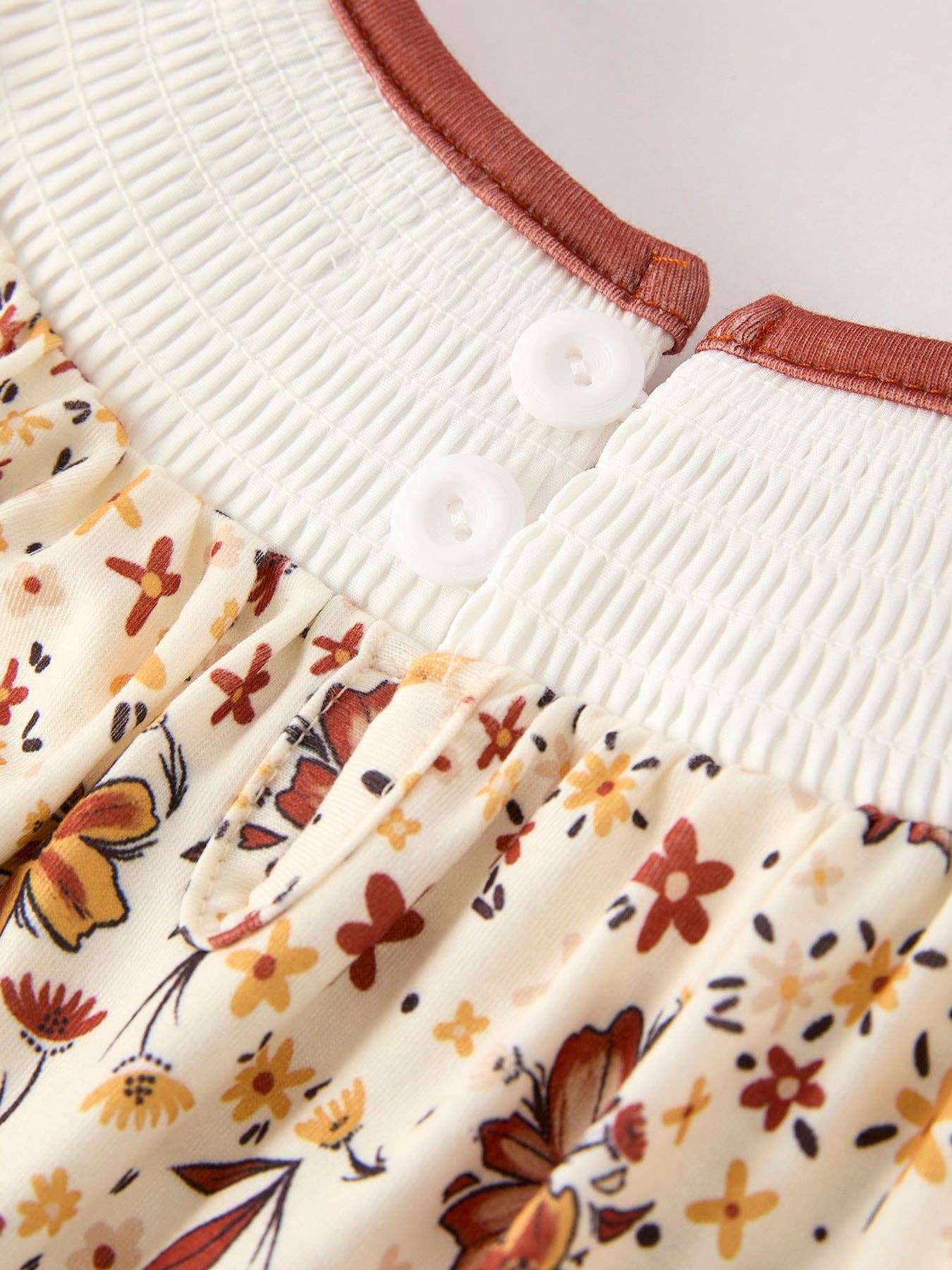 Colorful Floral Smocked Church Girl Dress