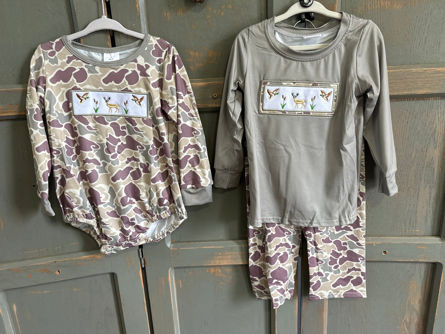 Duck deer embroidery camo kids boys outfits