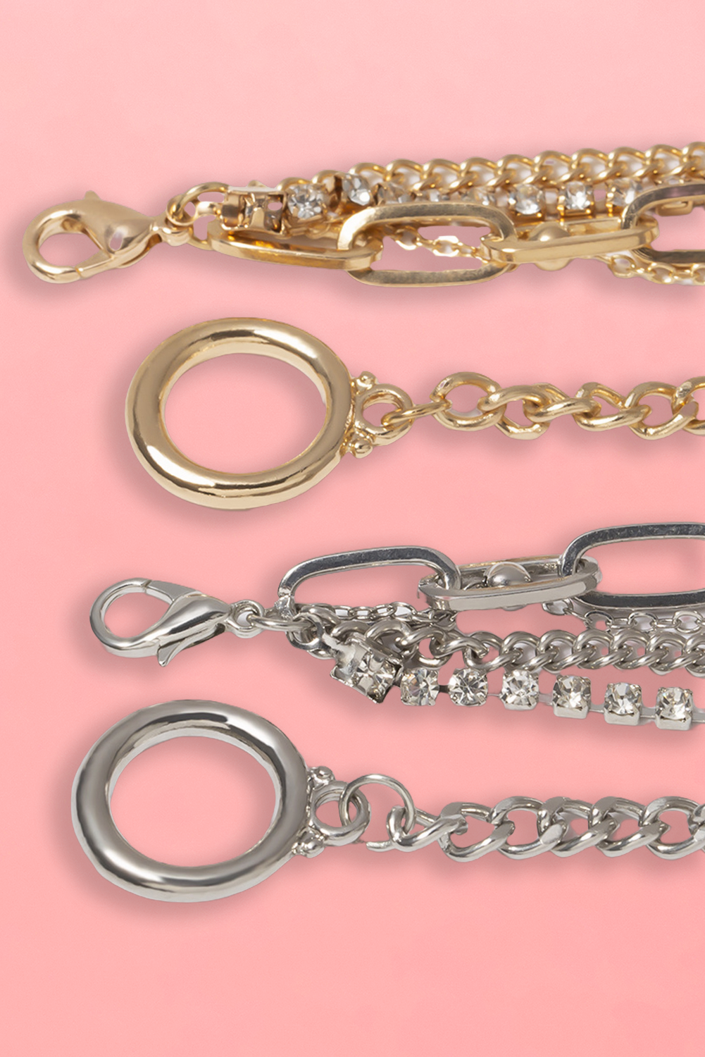 5pcs Layered Rhinestone Chain Collarbone Necklaces Set