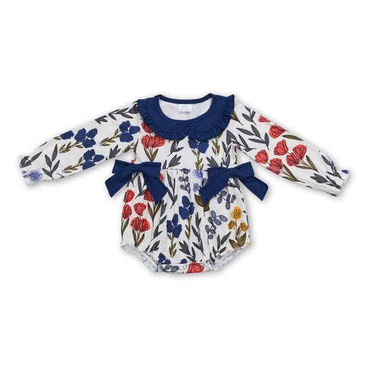 baby romper with bold floral print, with bow and ruffle retail