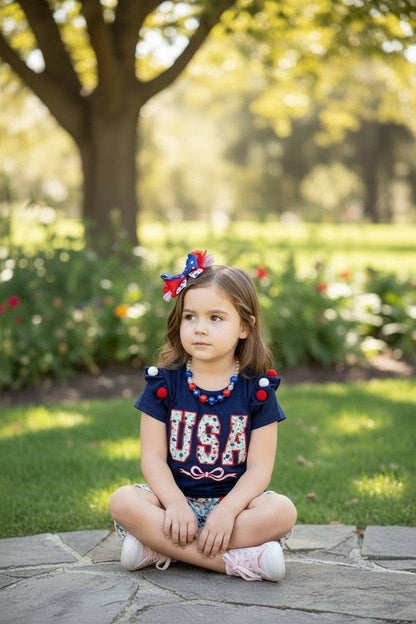 USA Floral applique  top & shorts.
