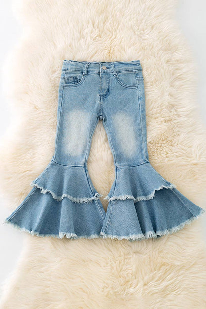 Double Bell Denim Flares - Light Wash