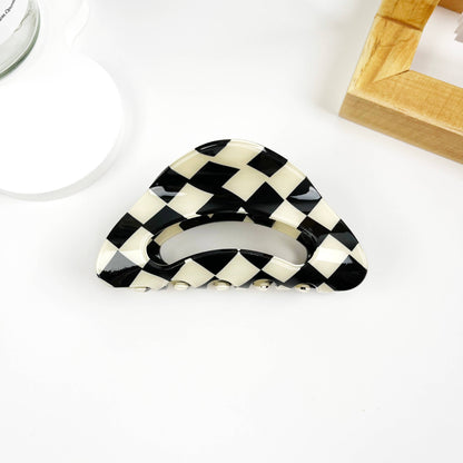 Vintage Black and White Checkerboard Grab Hair Claw Clip