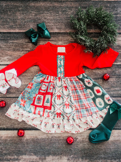 Christmas Gift Wrap Twirl Dress