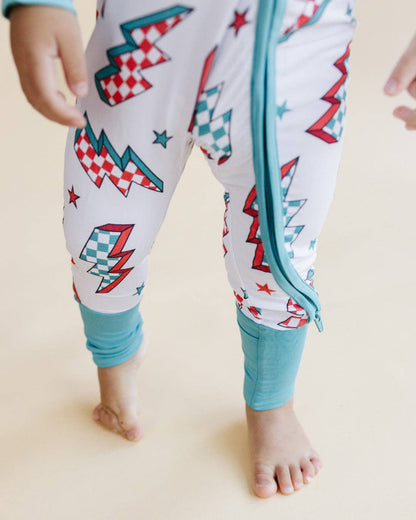 Holiday Bamboo Baby Clothes Zip Romper | Checkered Bolts