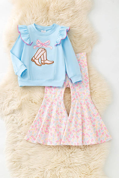 Blue Boots Bell Bottom Outfit