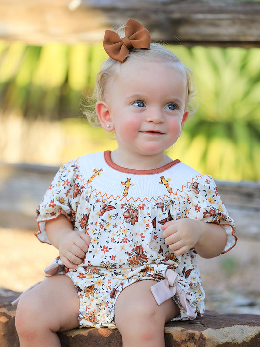 Colorful Floral Smocked Church  Baby Girl Romper