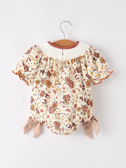 Smocked Floral Church Romper