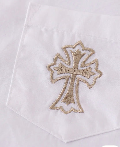 Cross Embroidery Button Down