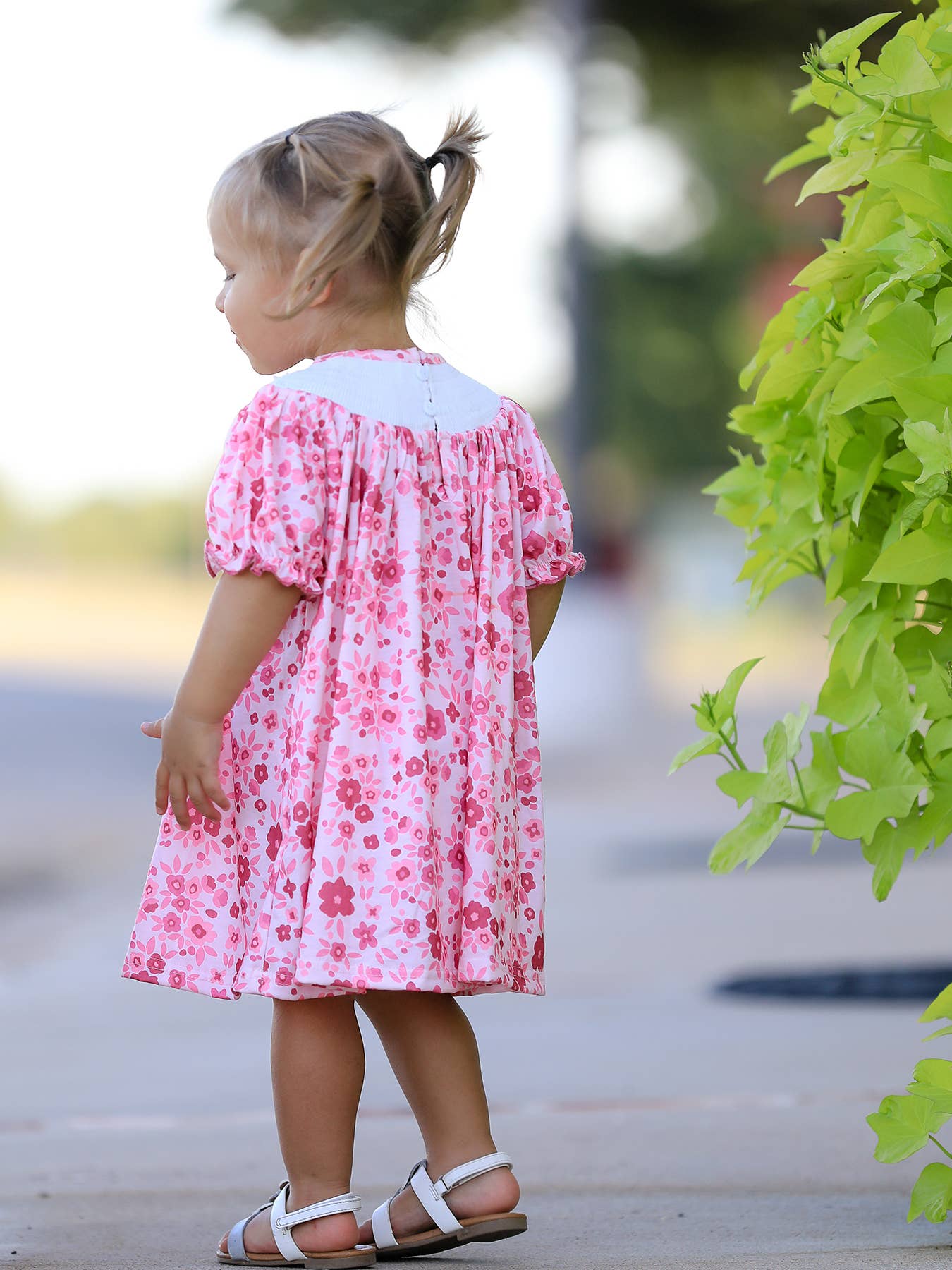 Boots Smocking Embroidered Short Sleeve Floral Dress