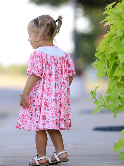 Boots Smocking Embroidered Short Sleeve Floral Dress