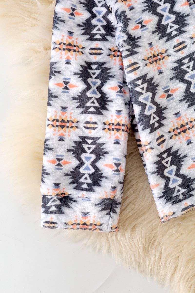 White & Gray Aztec Pullover