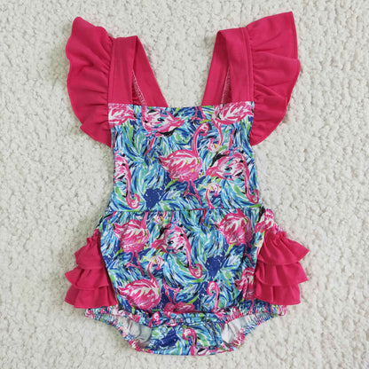 Flamingo Ruffle Bubble Romper