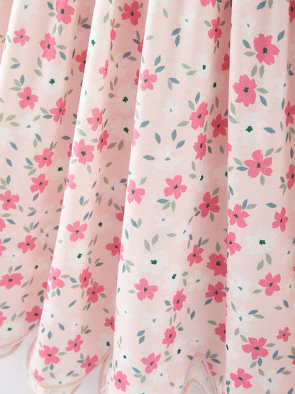 Heart Smocking Embroidery Short Sleeve Girls Dress