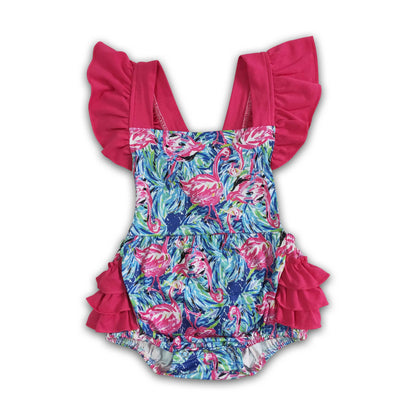 Flamingo Ruffle Bubble Romper
