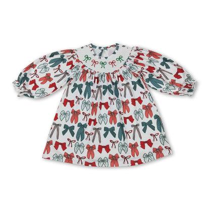 Red & green festive bow dress