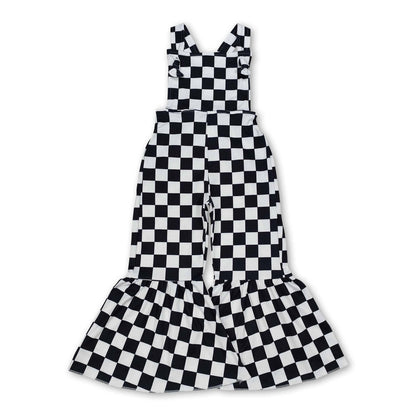 Checkered bell bottom jumpsuit