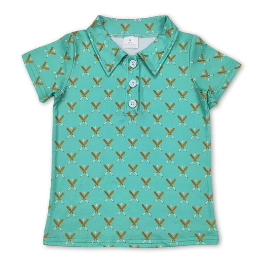 Green baseball performance polo