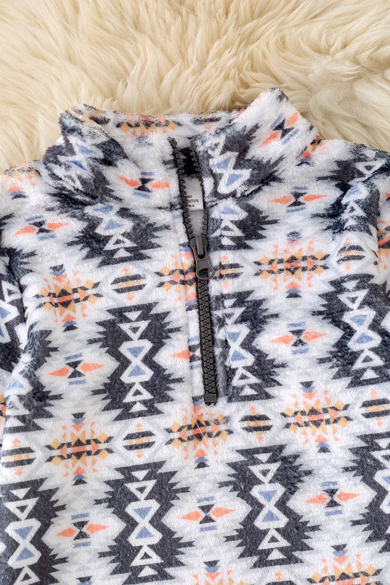 White & Gray Aztec Pullover