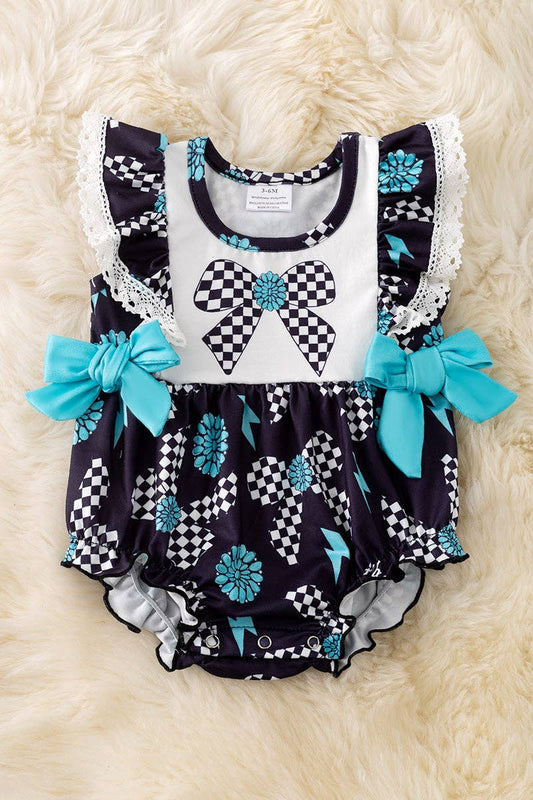 Coquette checkered Bubble Romper