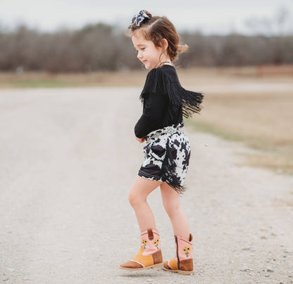 Black Solid w/t Fringe Shirt