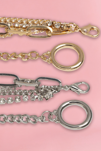 Multi Layered Rhinestone Chain Bracelet Set