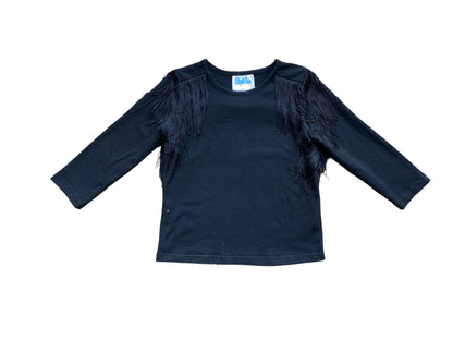 Black Solid w/t Fringe Shirt