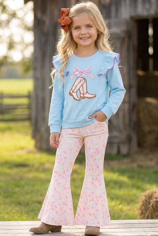 Blue Boots Bell Bottom Outfit