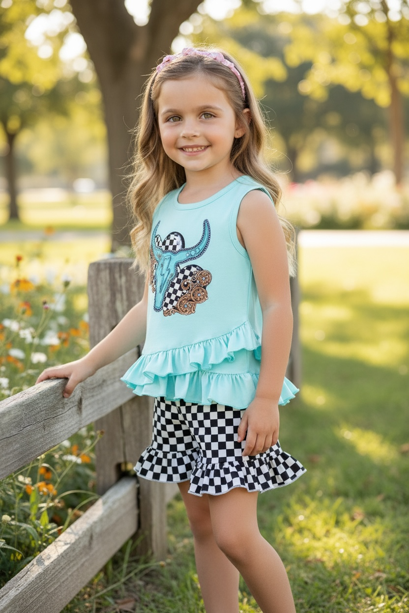 Checkered Western Turquoise Set