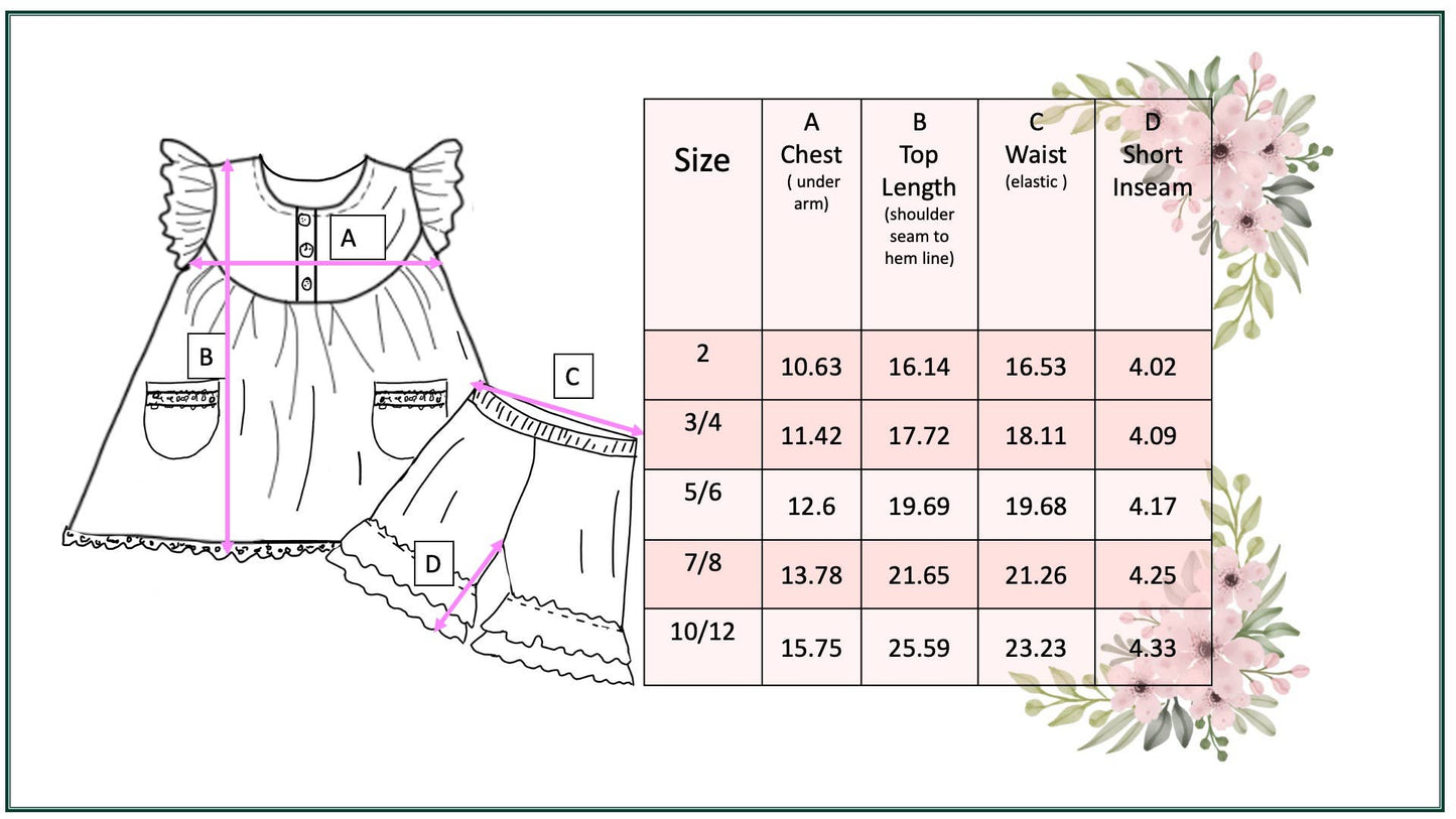 Flower Power Spring Summer Short Set - PERIWINKLE