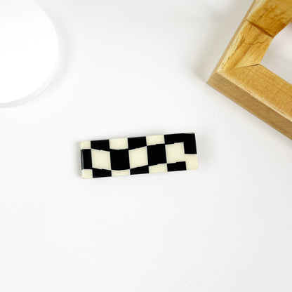 Vintage Black and White Checkerboard Grab Hair Claw Clip