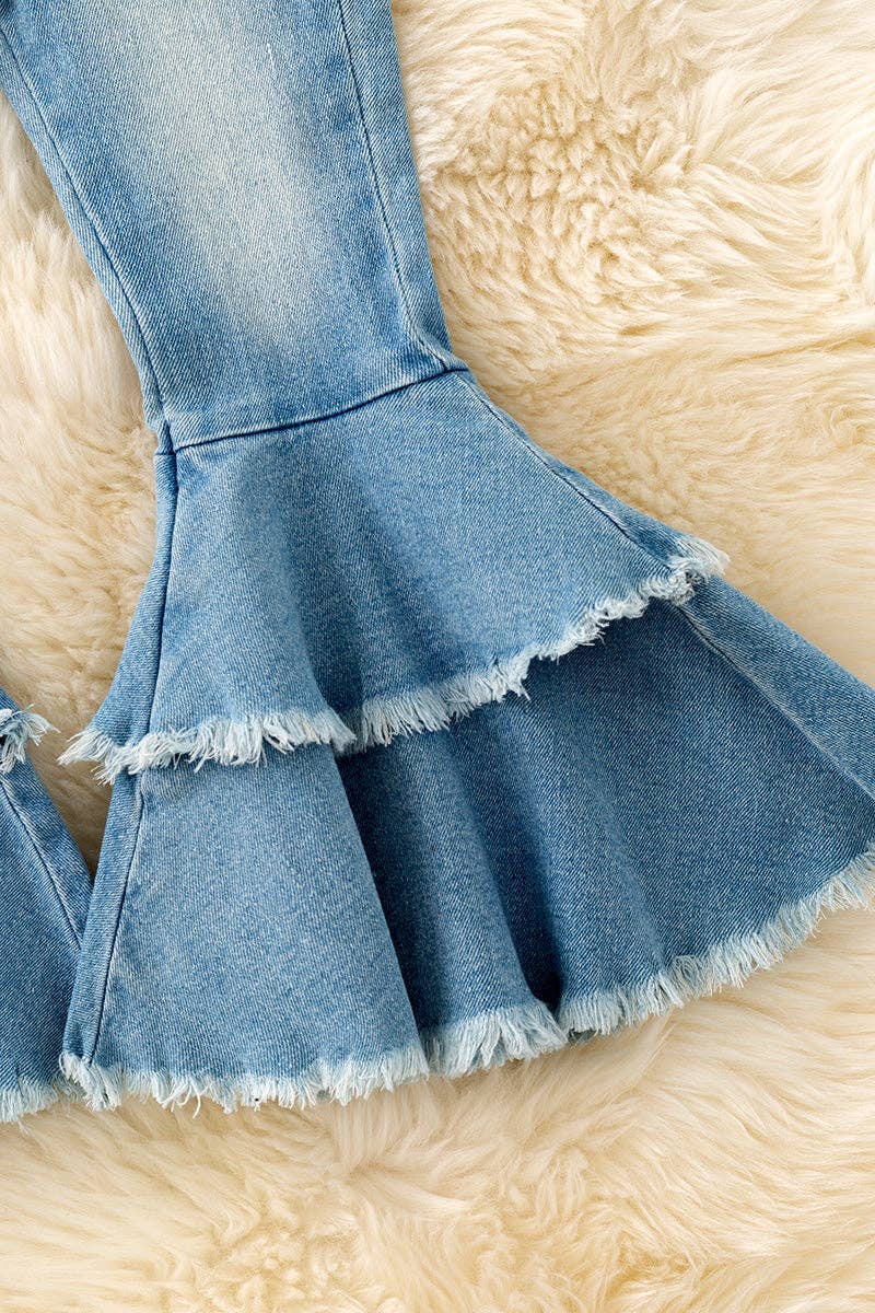Double Bell Denim Flares - Light Wash