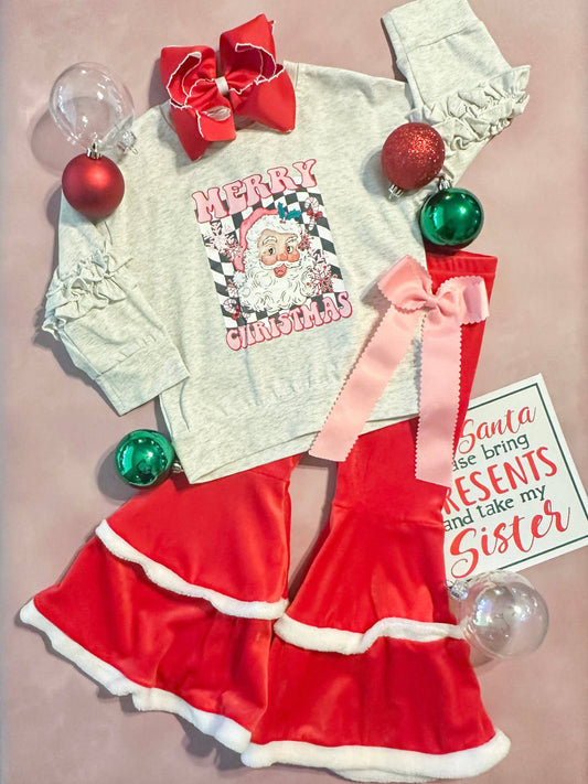 Retro Merry Christmas with Red Bell Bottoms Set: Christmas