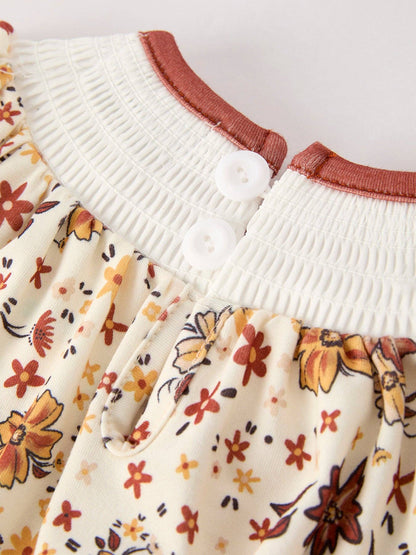 Smocked Floral Church Romper