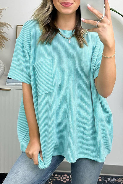 Corded Knit Pocketed T-Shirt