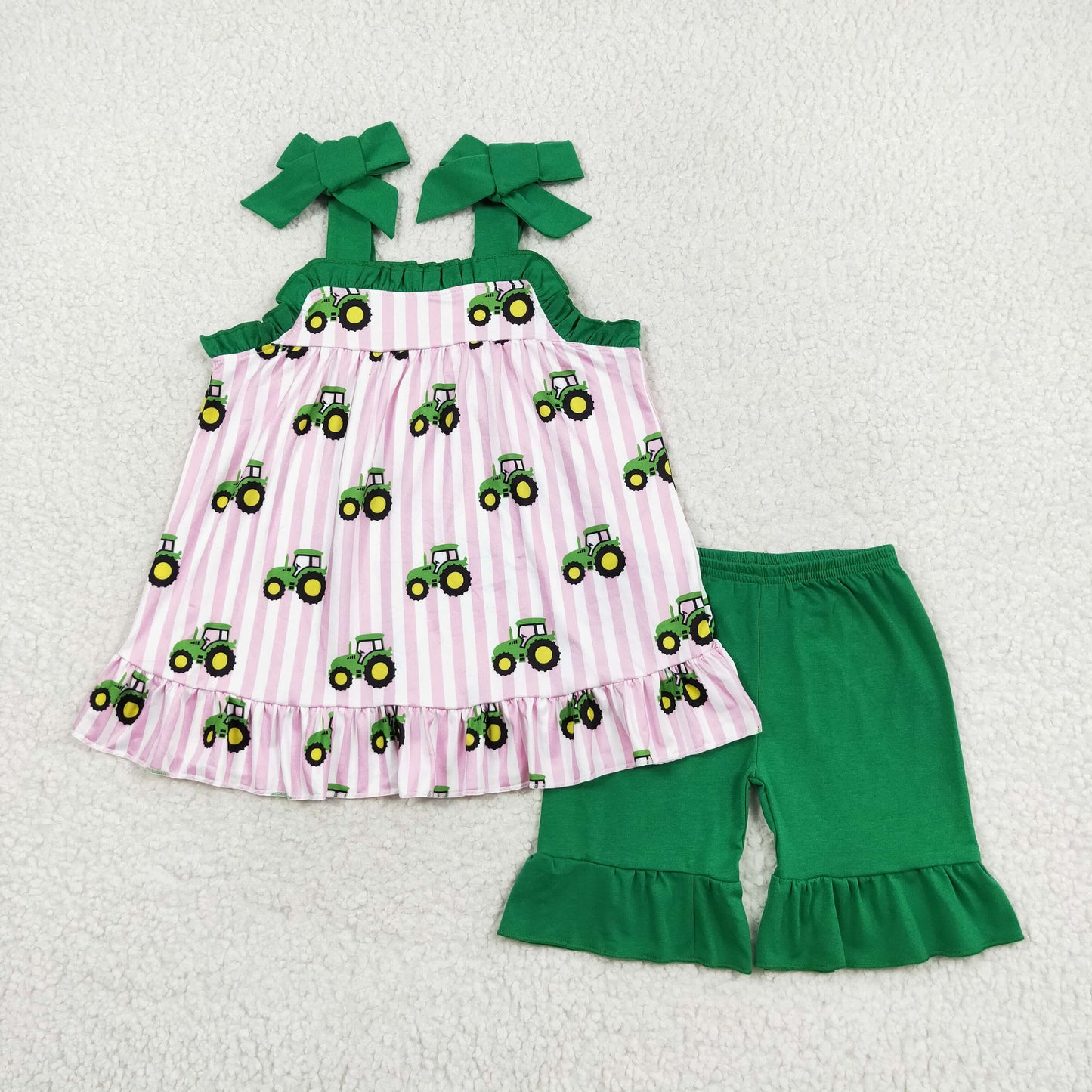 Tractor sibling outfits | girls romper | boys short set