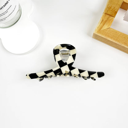 Vintage Black and White Checkerboard Grab Hair Claw Clip
