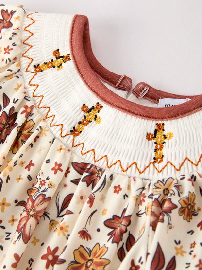 Smocked Floral Church Romper