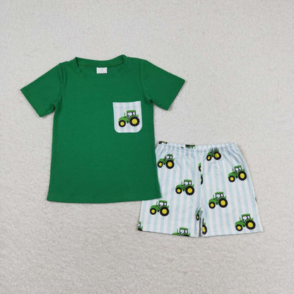 Tractor sibling outfits | girls romper | boys short set