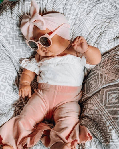 Lollipop Pink Velour Bell Bottoms