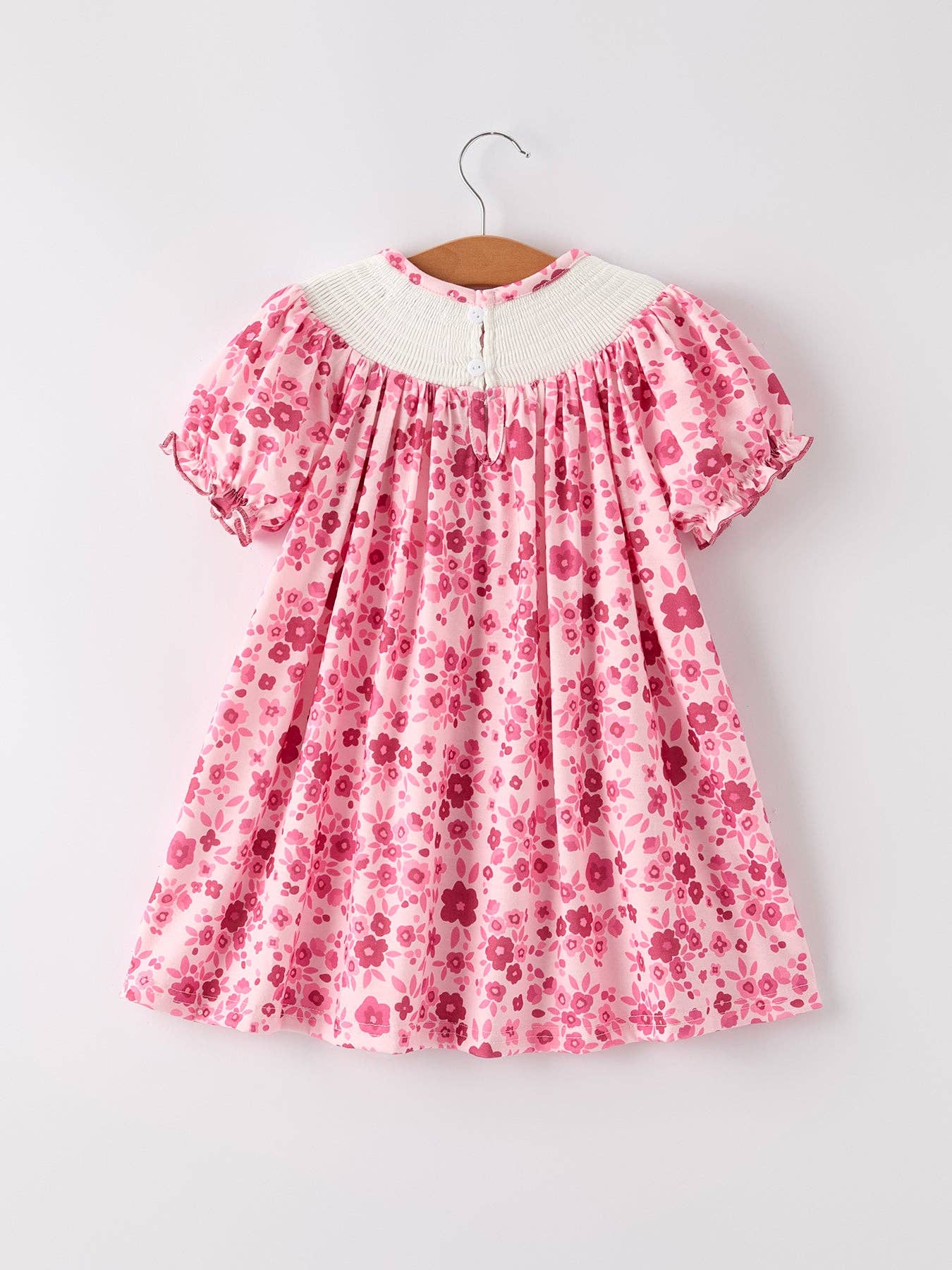 Boots Smocking Embroidered Short Sleeve Floral Dress