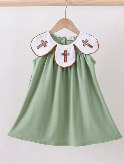 camoflage cross applique dress