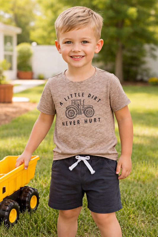 “A little dirt never hurt” tractor outfit.